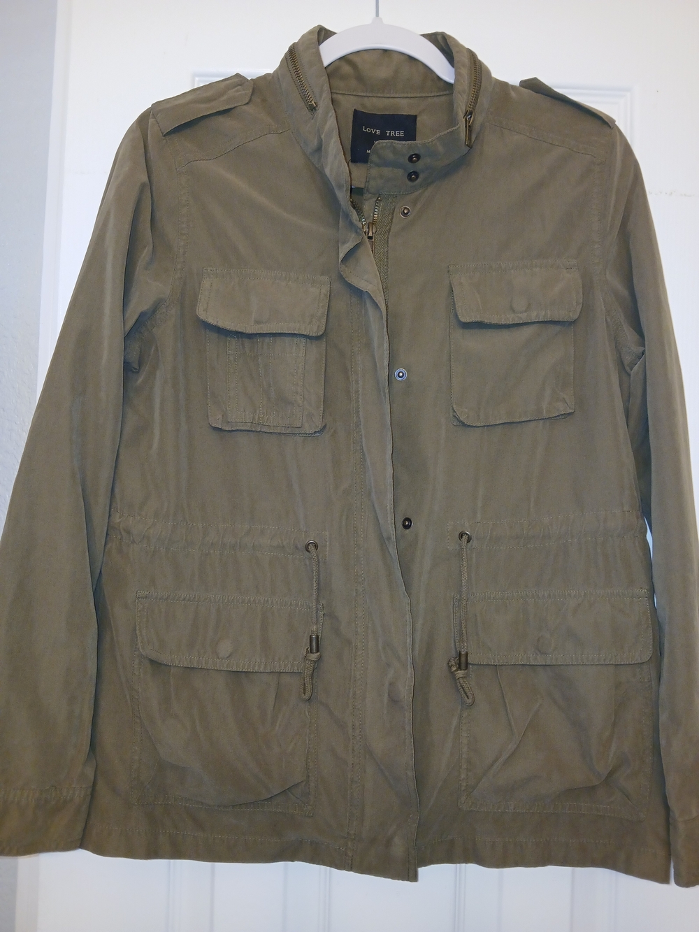 Love Tree Olive Green Military Field Jacket with Multiple Pocketsfor Woman